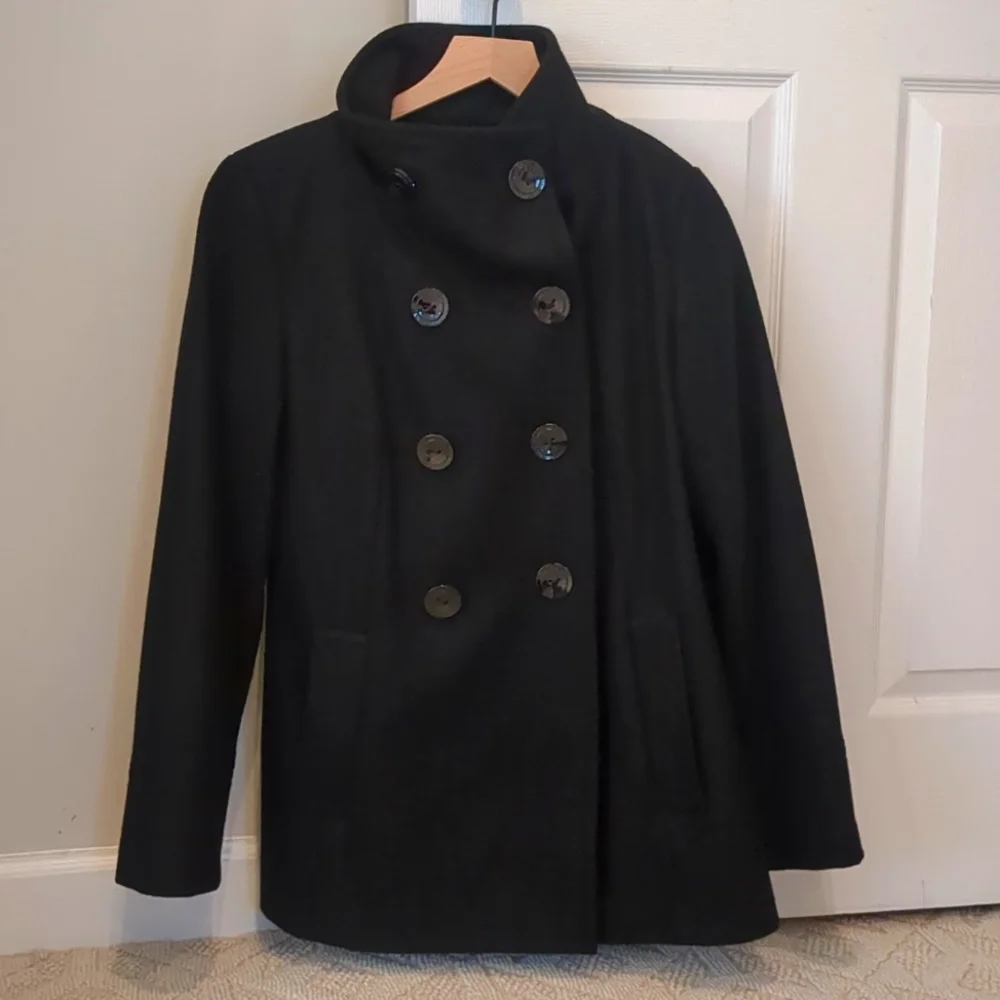 Calvin Klein Double Breasted Wool Black Coat - Picture 1 of 5